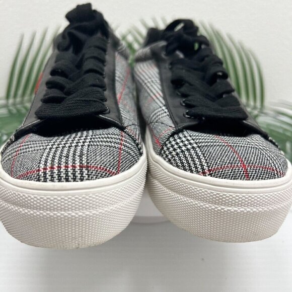 Steve Madden Plaid Sneakers Women's Size 6 Black/Multicolor Round Toe  Lace Up - Picture 3 of 9